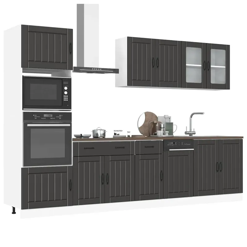 7-tlg. Küchenschrank-Set Kalmar nero derivato del legno