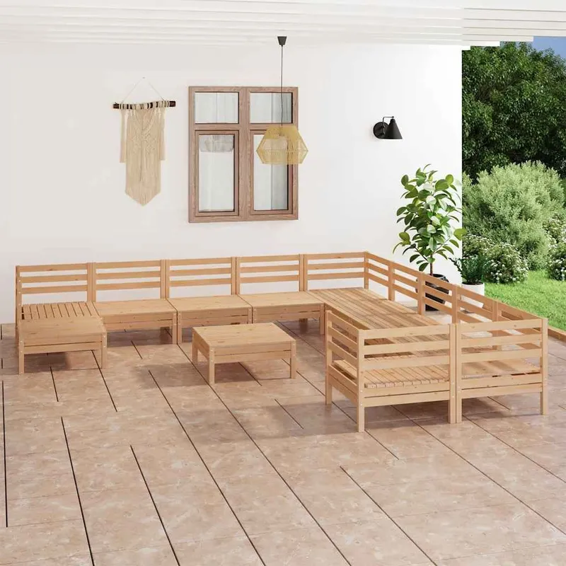 Salon de jardin 12 pcs Bois de pin massif
