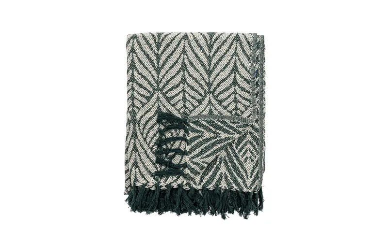 Bloomingville Plaid Ugento 160 x 130 cm, Vert/Blanc