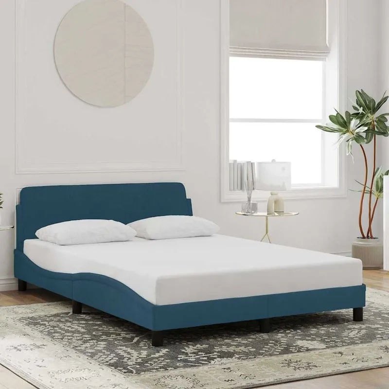 Bettgestell mit Kopfteil "Dover" Blau 140x190 cm Samt
