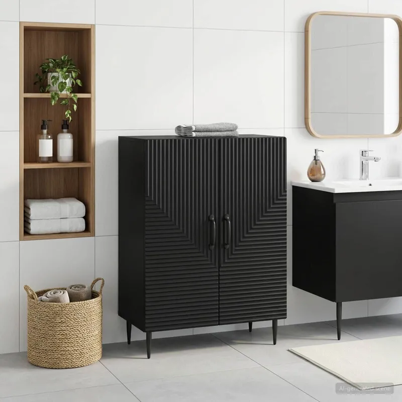 Badezimmer Aufbewahrungsschrank HAARLEM Schwarz