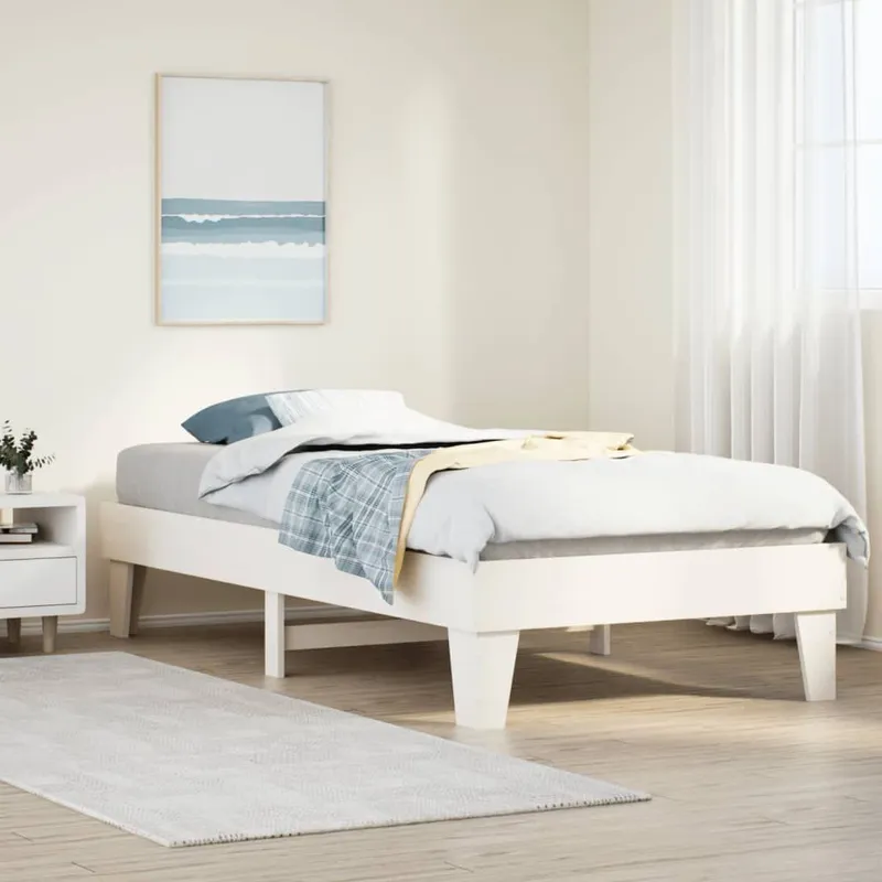 letto in legno massiccio senza materasso bianco 90x200 cm legno di pino