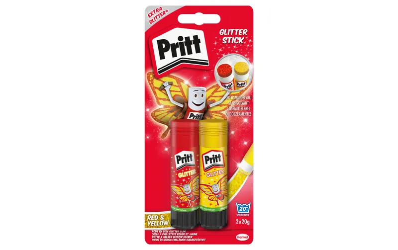 Pritt Klebestift-Set Glitter 20 g, 2 pièces, rouge/Gelb