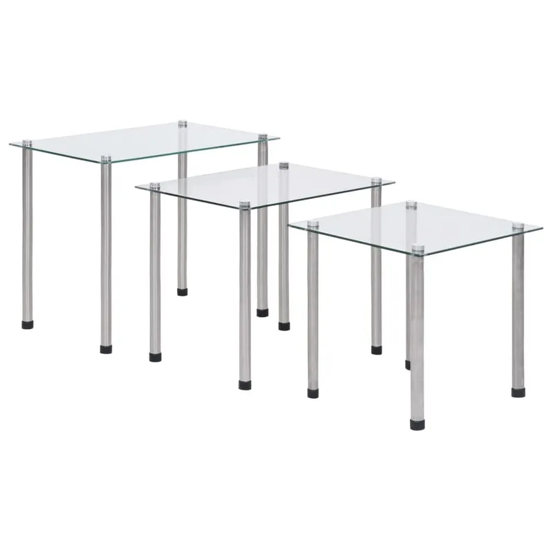 Satztische 3-tlg. Transparent Hartglas