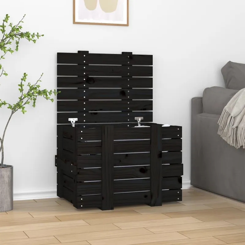 Truhe nero 58x40,5x42 cm legno massiccio pino