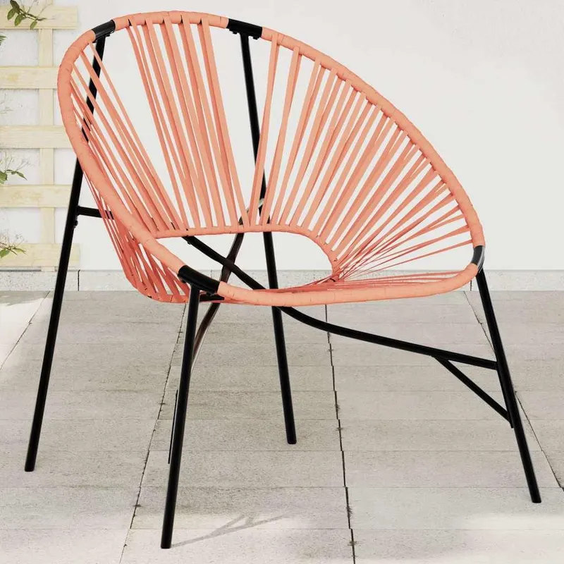 Gartenstuhl in Ei-Form Schwarz und Orange Poly Rattan