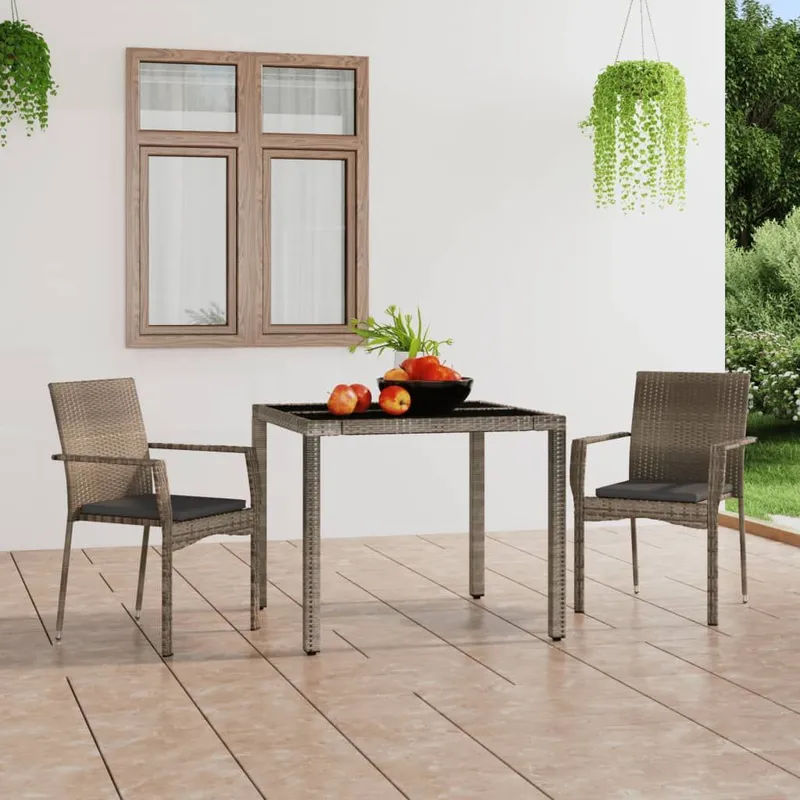 Gartenstühle mit Kissen 2 Stk. Poly Rattan grigio
