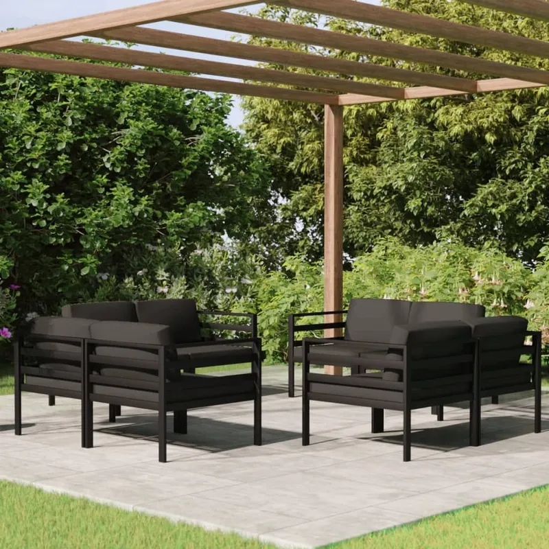 8-tlg. Garten-Lounge-Set mit Kissen Aluminium antracite
