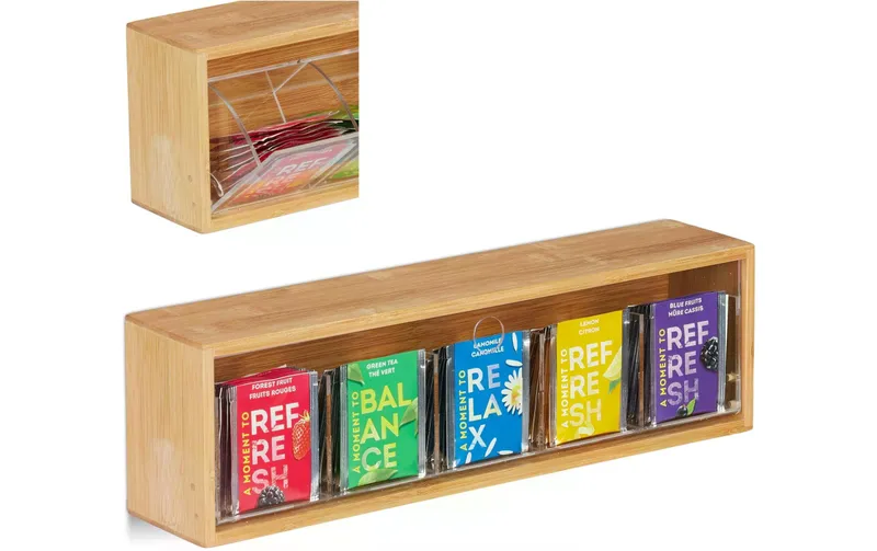 relaxdays Teebeutel-Box brown