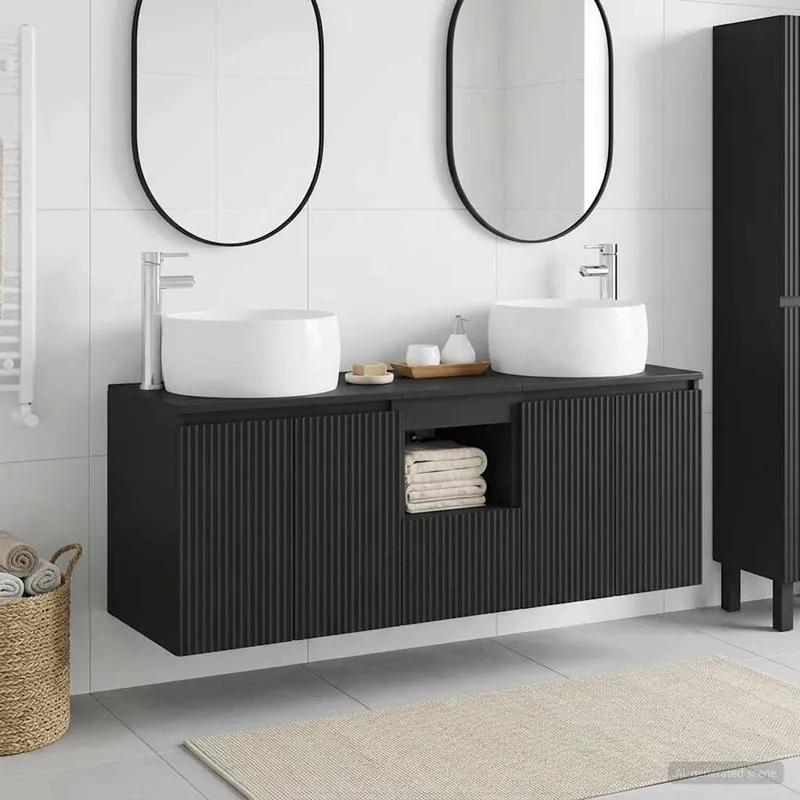 Badezimmerschrank-Set 3 stk. Schwarz 49,5 x 44,5 x 66 cm