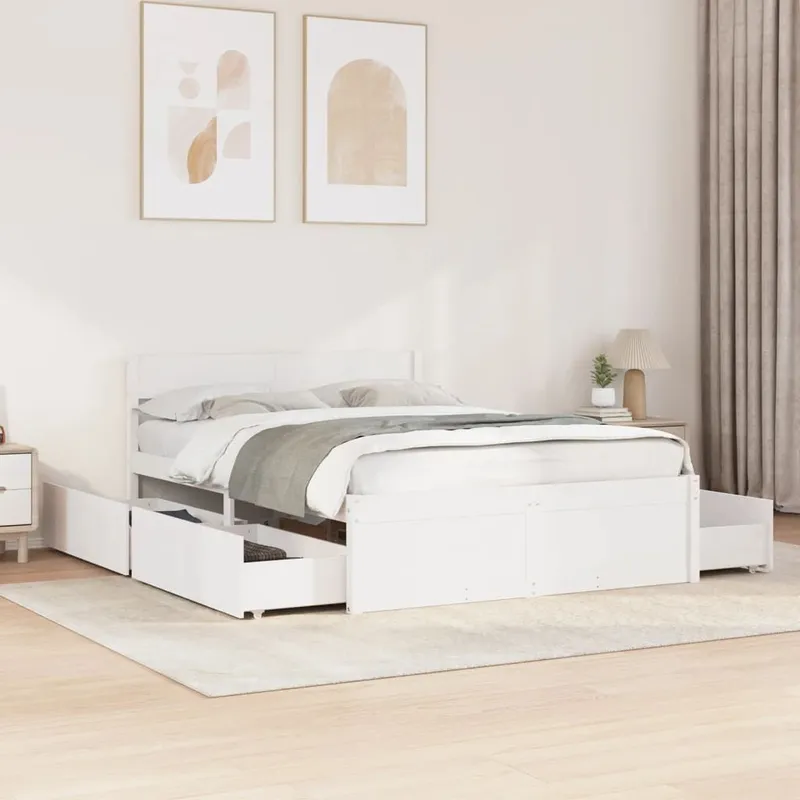 letto in legno massiccio senza materasso bianco 120x200 cm legno di pino