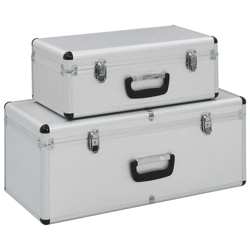 Boîtes de rangement 2 pcs Argenté Aluminium
