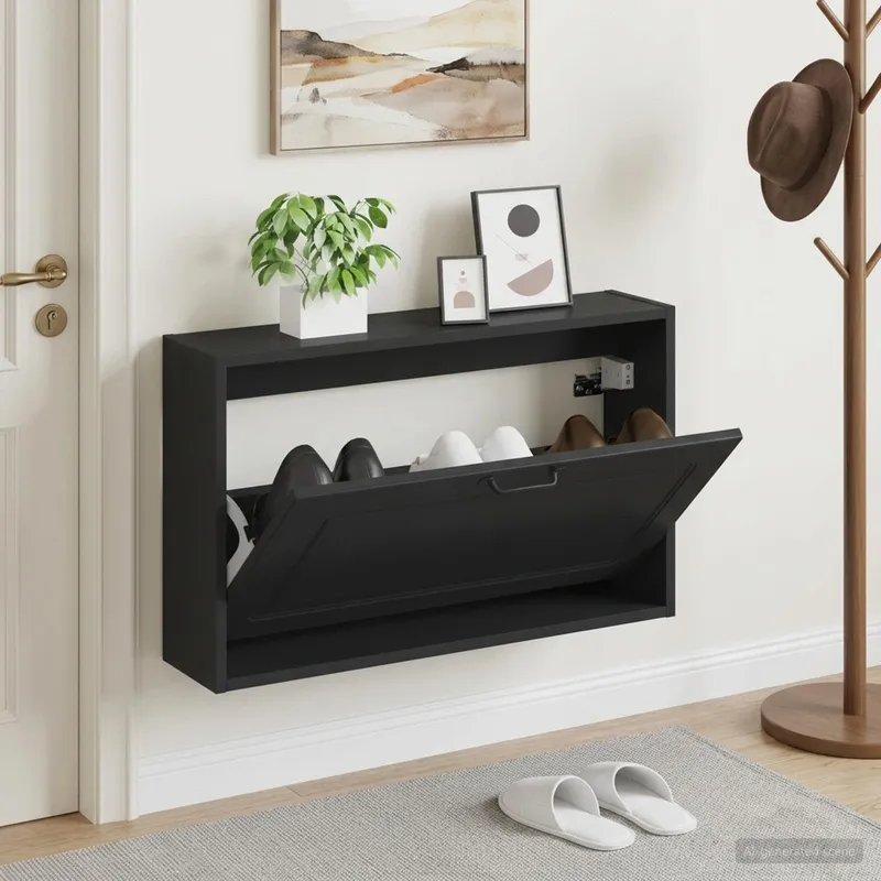 Wandmontierter Schuhschrank UTRECHT 71 x 17 x 43 cm nero