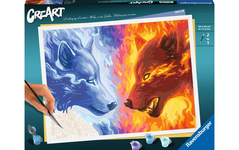 Ravensburger Malen nach Zahlen Fire & Ice Wölfe