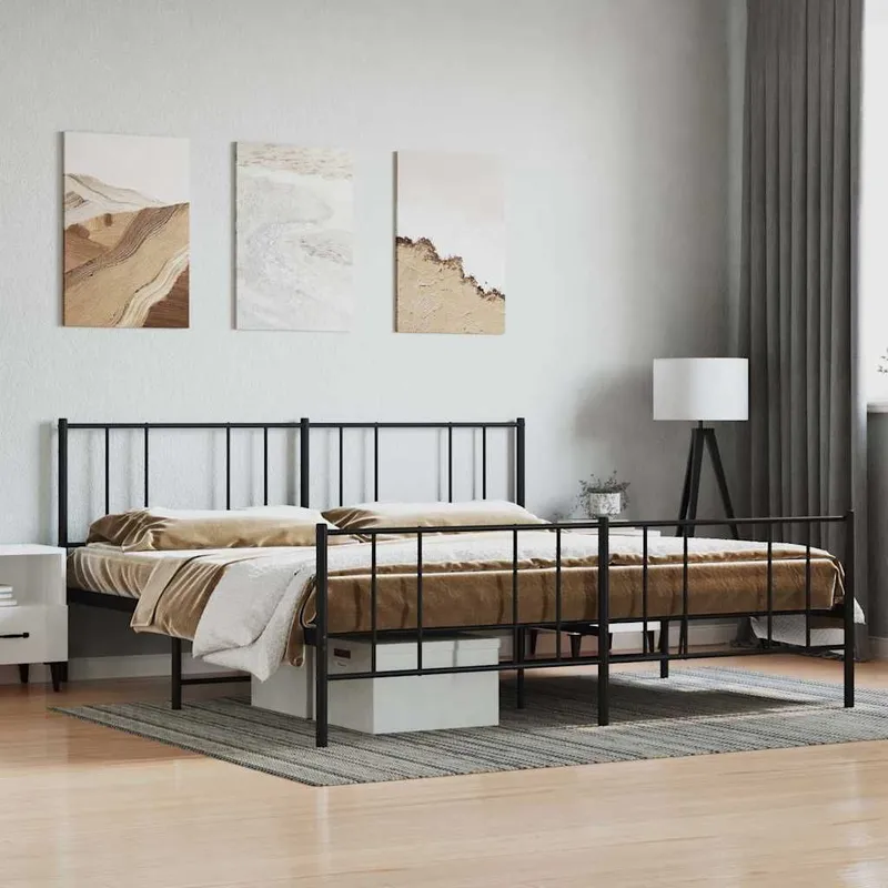 letto in metalloo senza materasso con pediera nero 180x200 cm