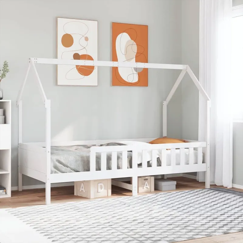 Kinderbett Hausbett bianco 90x190 cm legno massiccio pino