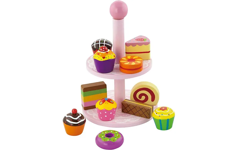 Viga Spiel-Lebensmittel Cupcakes with Kuchenshelf