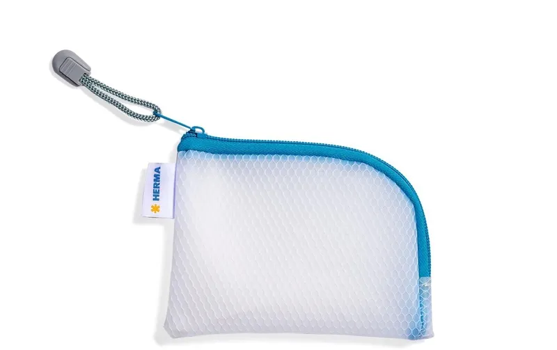 HERMA Etui Mesh Bag A7, 7.4 x 10.5 cm, blu/bianco