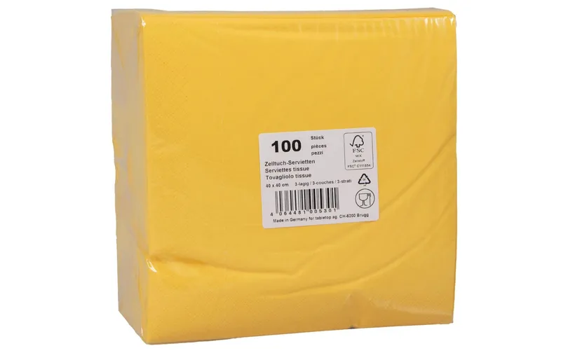 ELCO Papierservietten 40 cm x 40 cm, 100 pieces, Gelb
