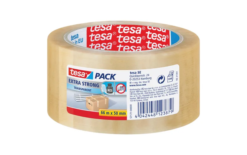 tesa Klebeband Extra Strong 50 mm x 66 m, 1 Rollen transparent
