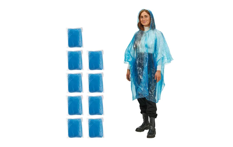 relaxdays Regenponcho 10er Set Kunsttessuto Hellblau