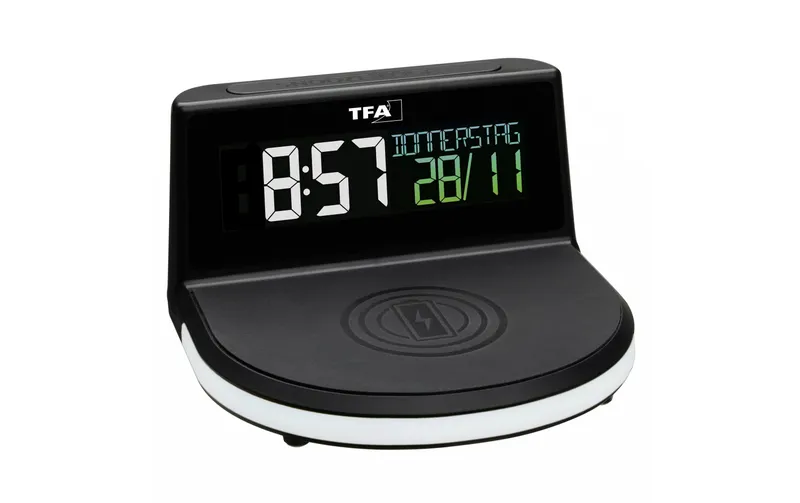TFA Dostmann Digitalwecker Charge-it-Wireless nero