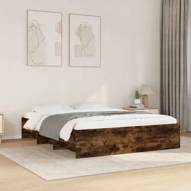 Bettgestell ohne Matratze Räuchereiche 150x200 cm Holzwerkstoff