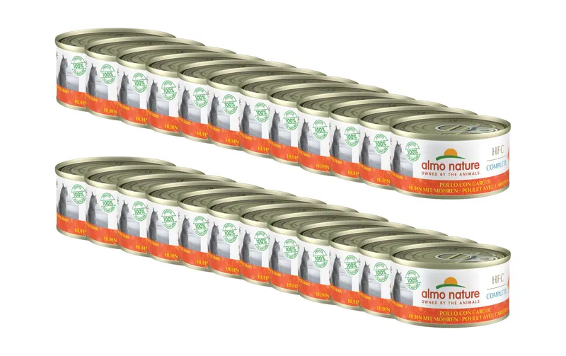 Almo Nature Nassfutter HFC Complete Huhn mit Möhren, 24 x 70 g