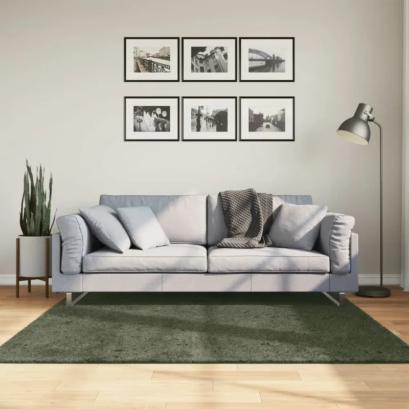 Tappeto HUARTE Pelo corto morbido e lavabile Verde bosco 160x160 cm