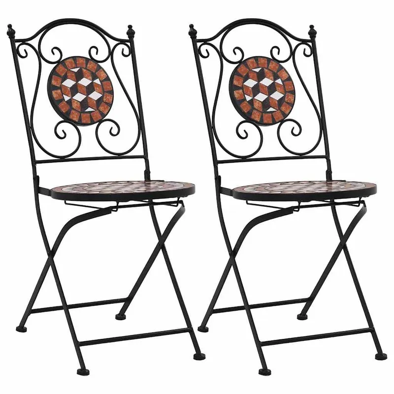 Mosaik-Klappstühle, 2 Stück, braune Keramik