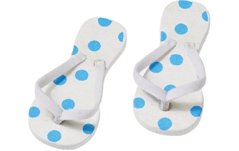 HobbyFun Mini-Utensilien Flip-Flops white/ blue gepunktet