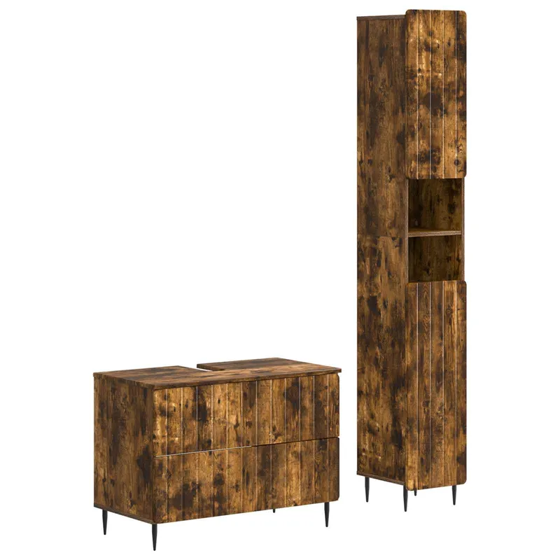 2-teiliges Badezimmer Schrank Set ZWOLLE Raucheiche