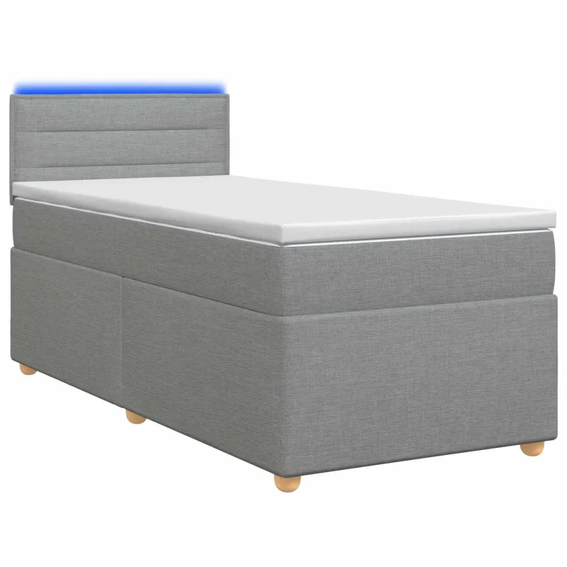 Boxspringbett mit Matratze Hellgrau 80 x 200 cm Stoff
