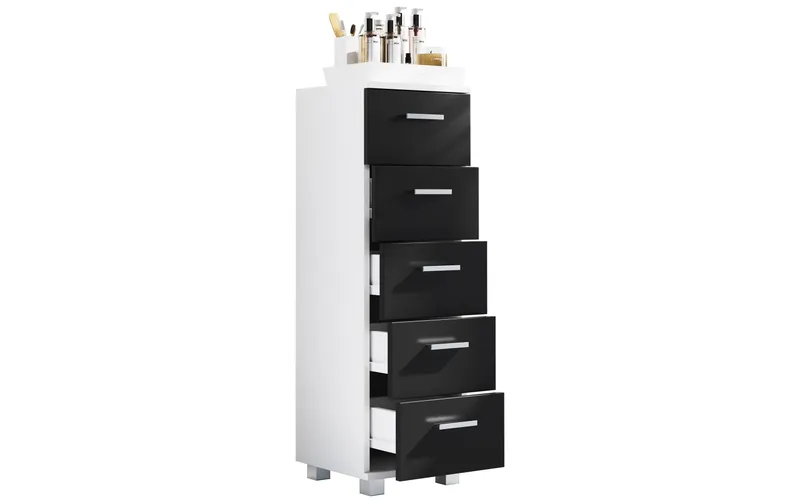 VCM Badezimmerregal Zalo M 30 x 94 cm, white/black
