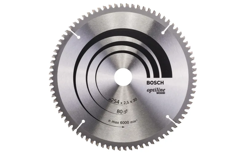 Bosch Professional Kreissägeblatt Optiline Wood, 254 x 30 x 2.5 mm, Z 80