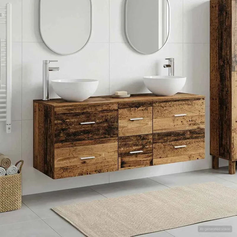 Badezimmerschrank-Set 3 stk. Altholz 49,5 x 35 x 63 cm