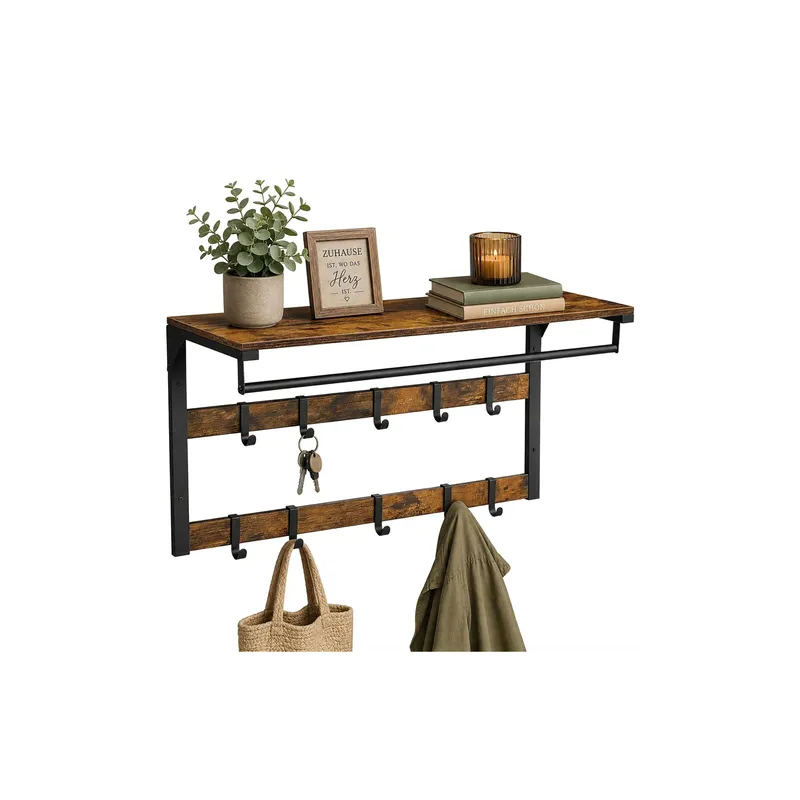 relaxdays Wandgarderobe 80 cm x 42 cm, black/brown