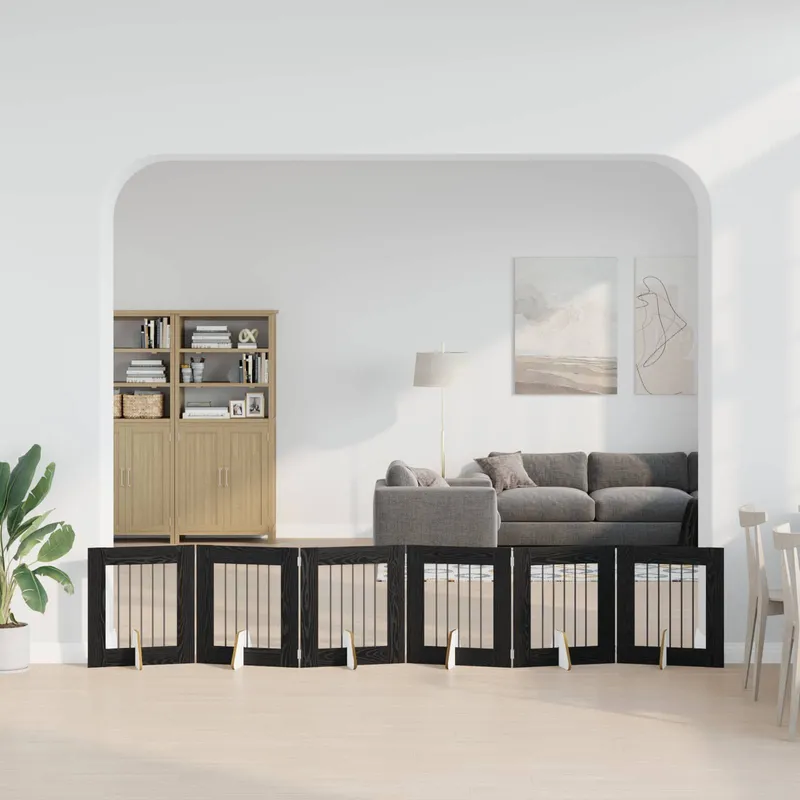 Klappbares Hundetor mit Ständern 6 stk. nero Eichen-Optik