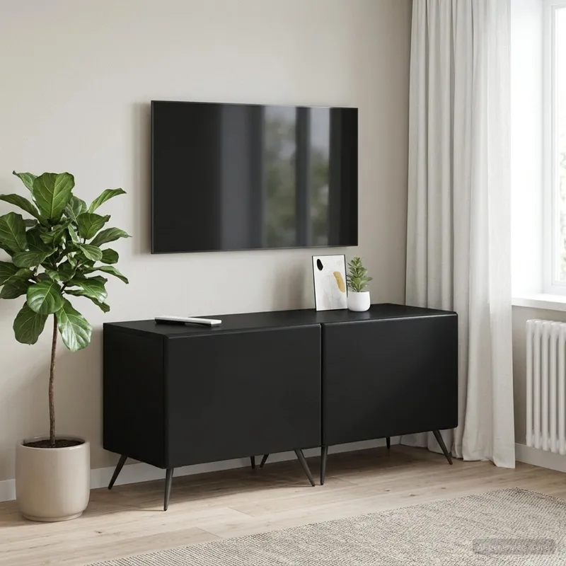 TV-Schrank Schwarz Holzwerkstoff