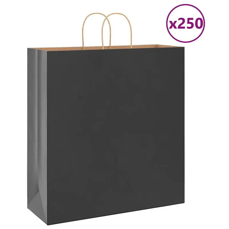 Sacs en papier 250 pcs avec poignées noir 45x17x48 cm