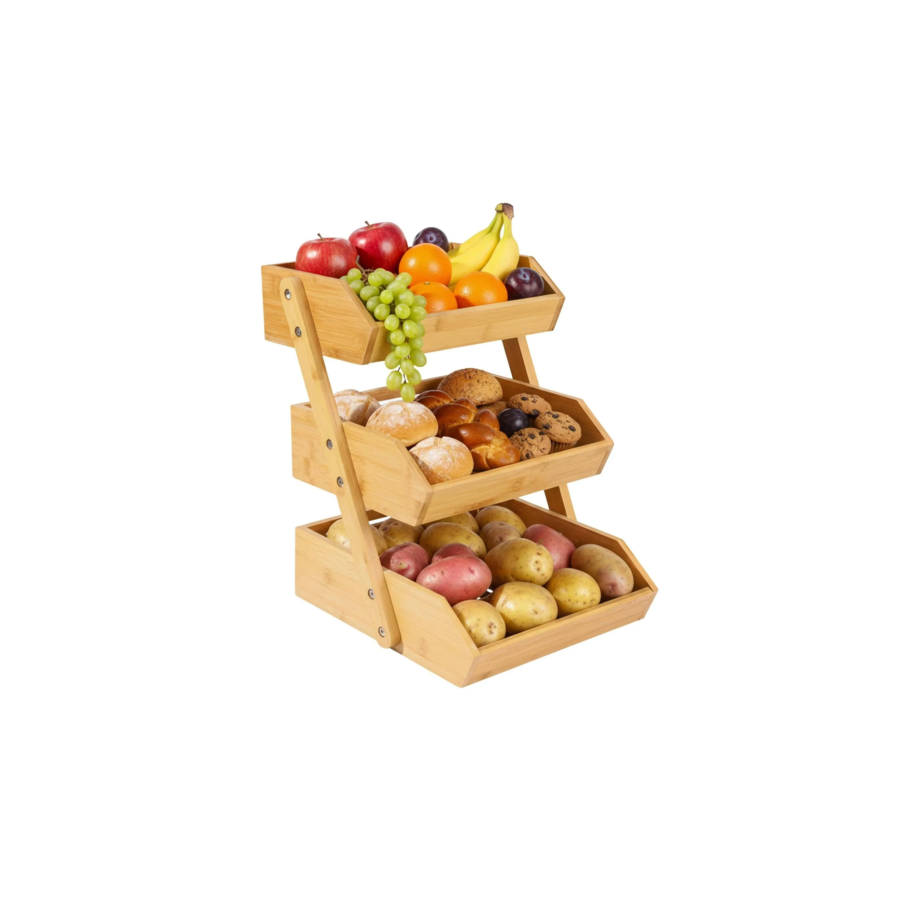 relaxdays Obst-Etagere Hellbraun