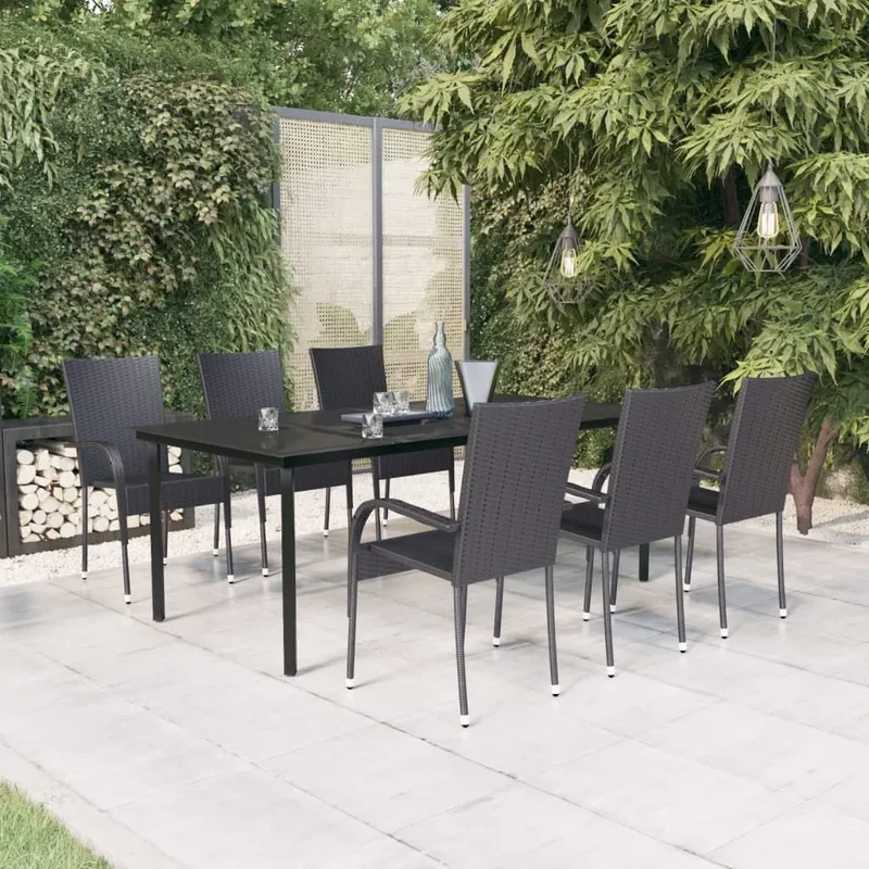 7-tlg. Garten-Essgruppe nero