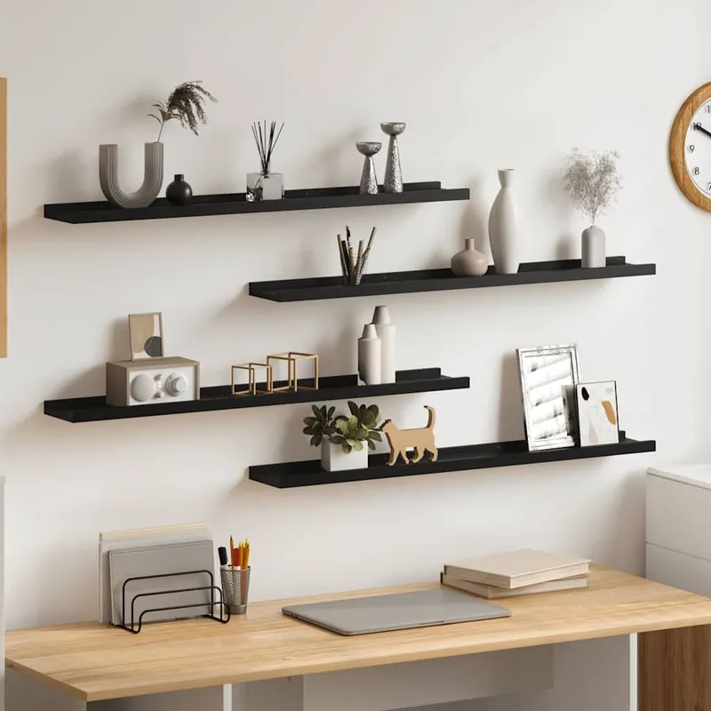 Wandregale 4 Stk. nero 80x9x3 cm