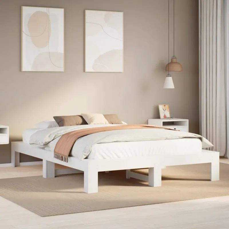 letto in legno massiccio senza materasso bianco 160x200 legno di pino