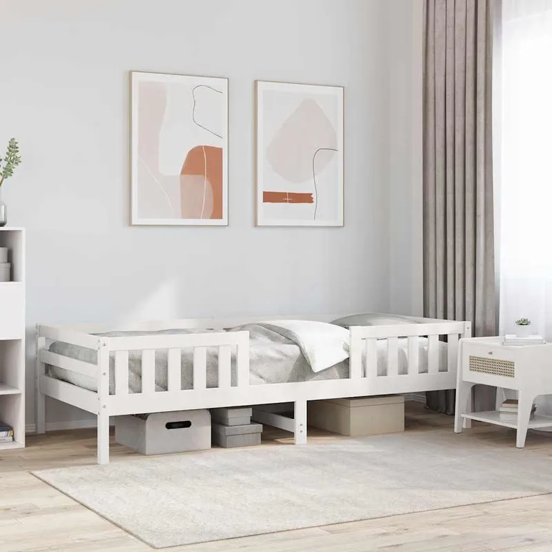 letto in legno massiccio senza materasso bianco 90x190 cm legno di pino