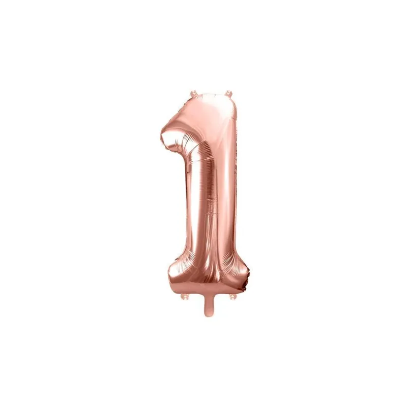 Partydeco Folienballon Ziffer 1 86 cm, Rosegold