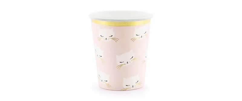 Partydeco Einwegbecher Cat 200 ml, 6 pezzi, Hellrosa