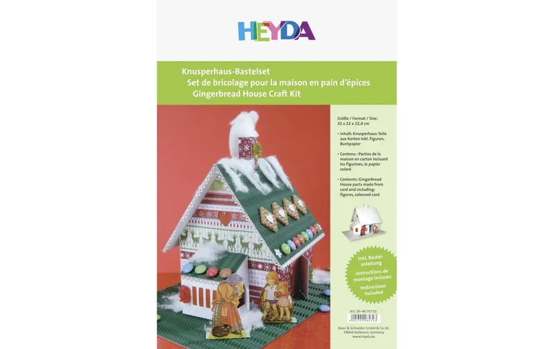 Heyda Set creativo decorativo Casetta di pan di zenzero, cartone bianco, A4