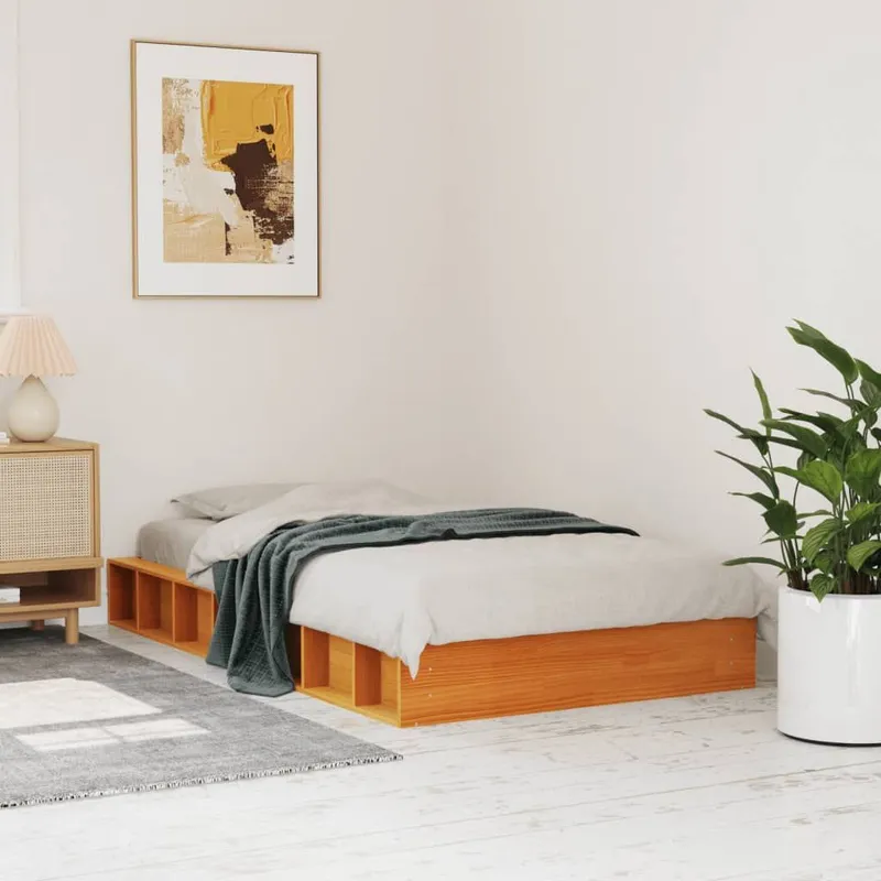 letto in legno massiccio senza materasso marrone cerato 90x190 cm legno di pino