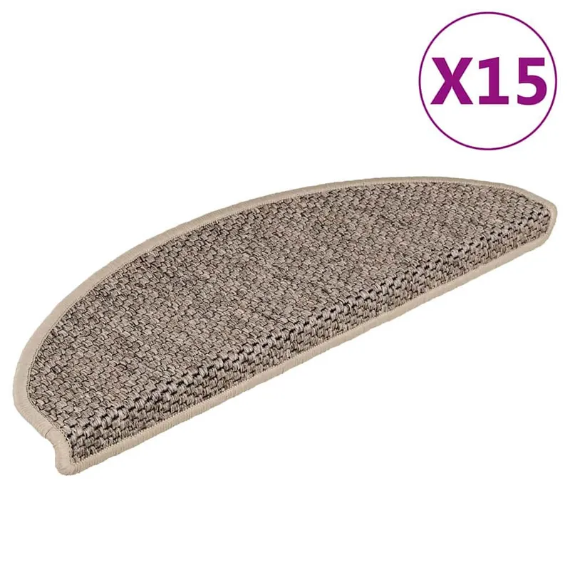 Tapis d'escalier autocollants 15 pcs 65x21x4 cm Beige foncé